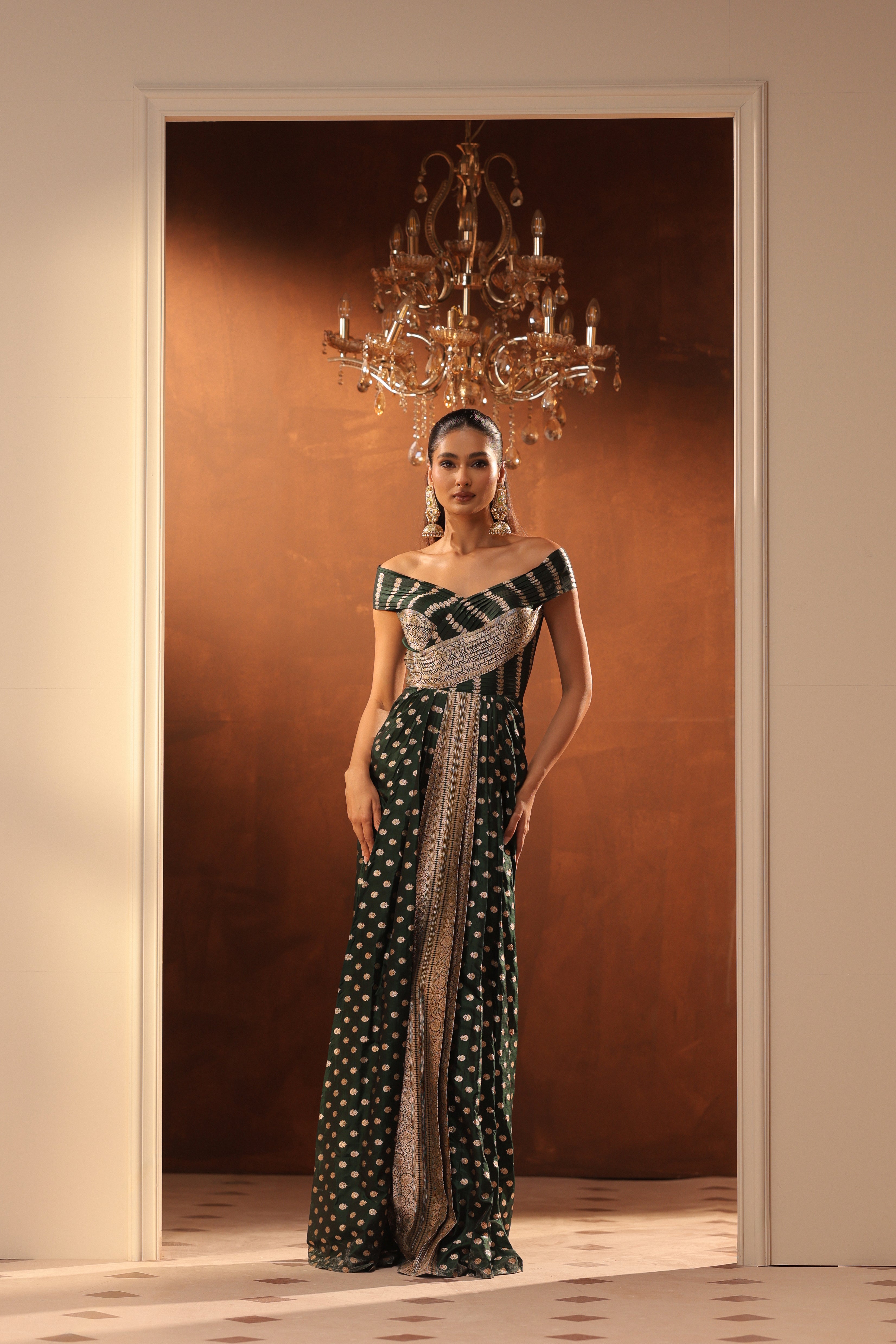 EMERALD GREEN FUSION GOWN