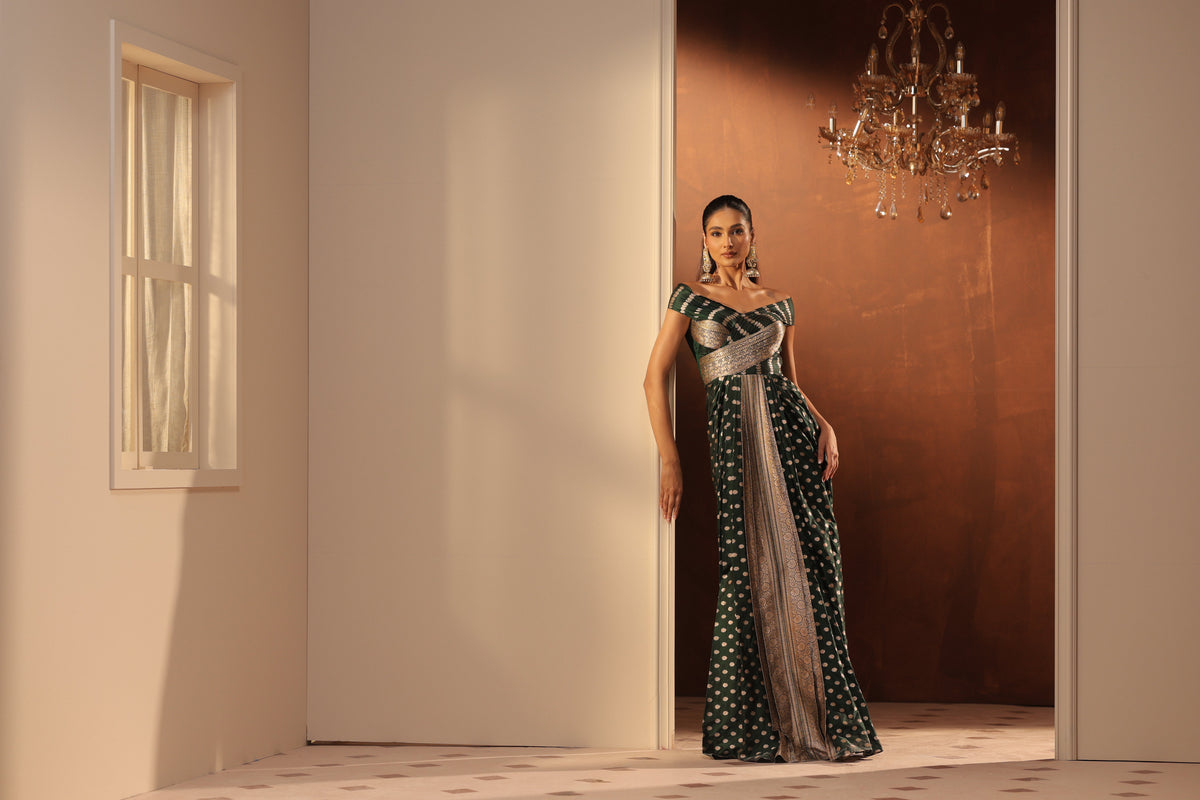 EMERALD GREEN FUSION GOWN