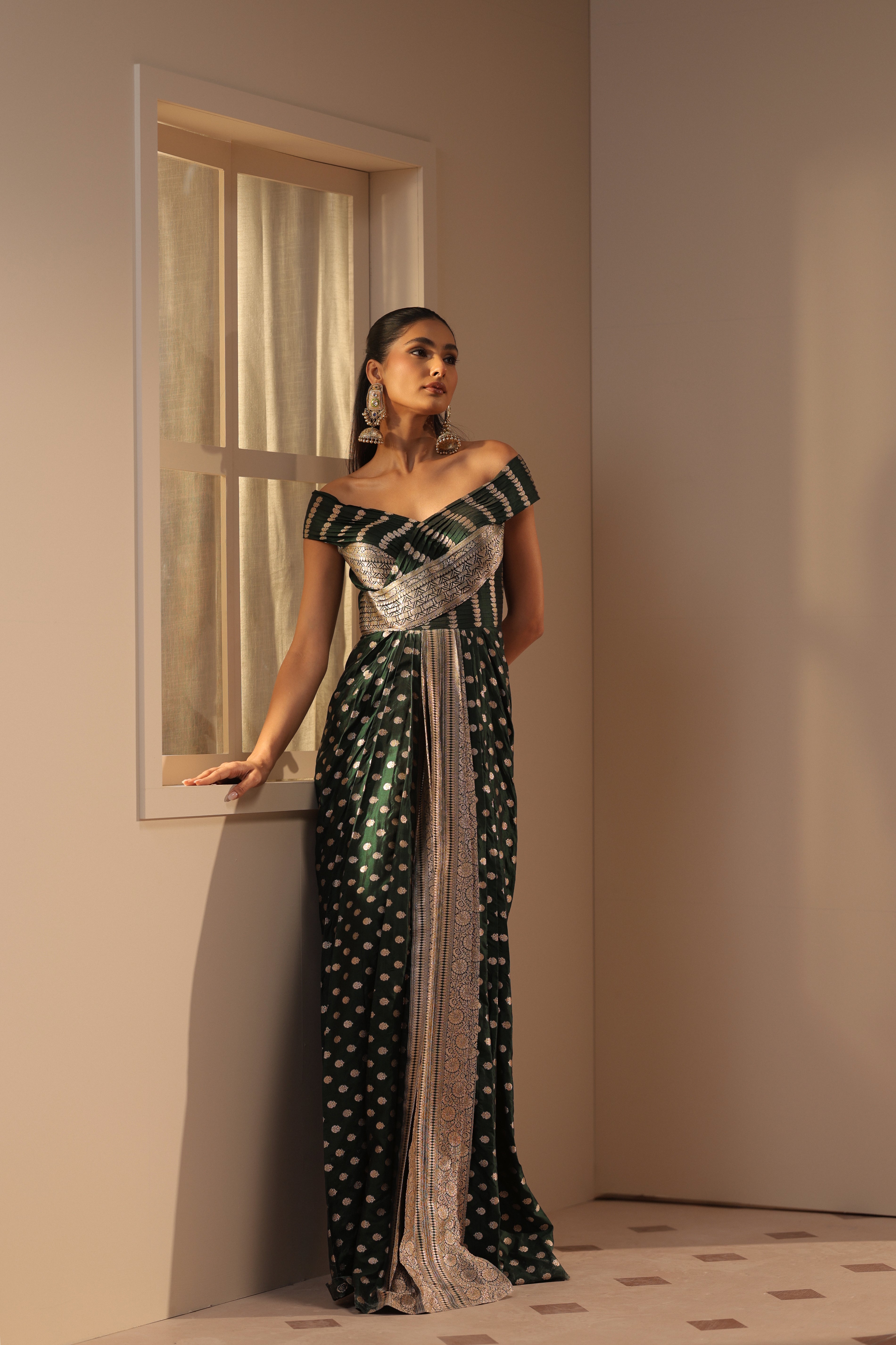EMERALD GREEN FUSION GOWN