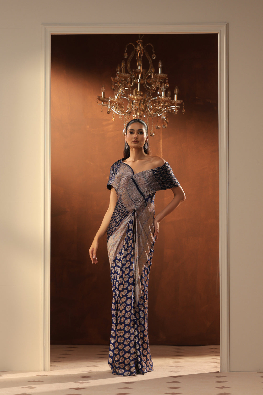 PURPLE ROYAL DRAPEED HERITAGE GOWN