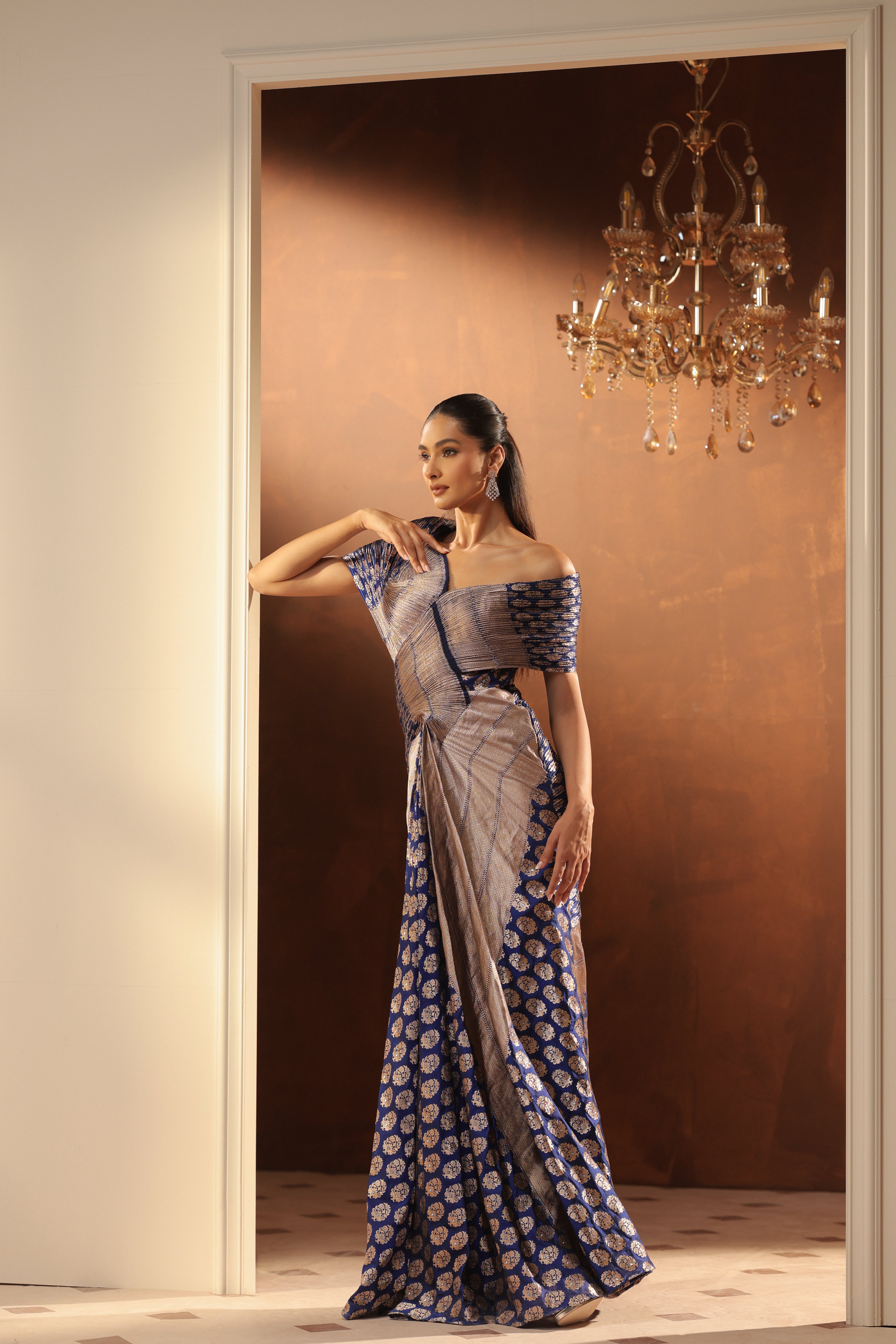 PURPLE ROYAL DRAPEED HERITAGE GOWN