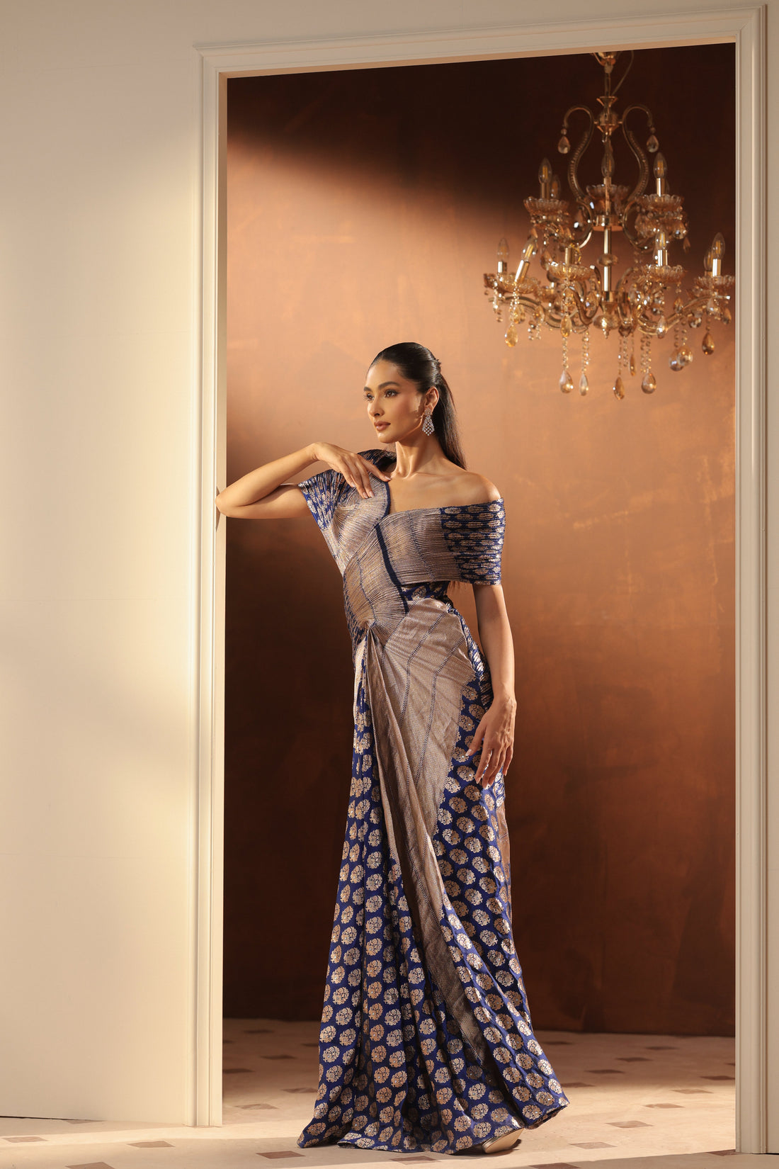 PURPLE ROYAL DRAPEED HERITAGE GOWN