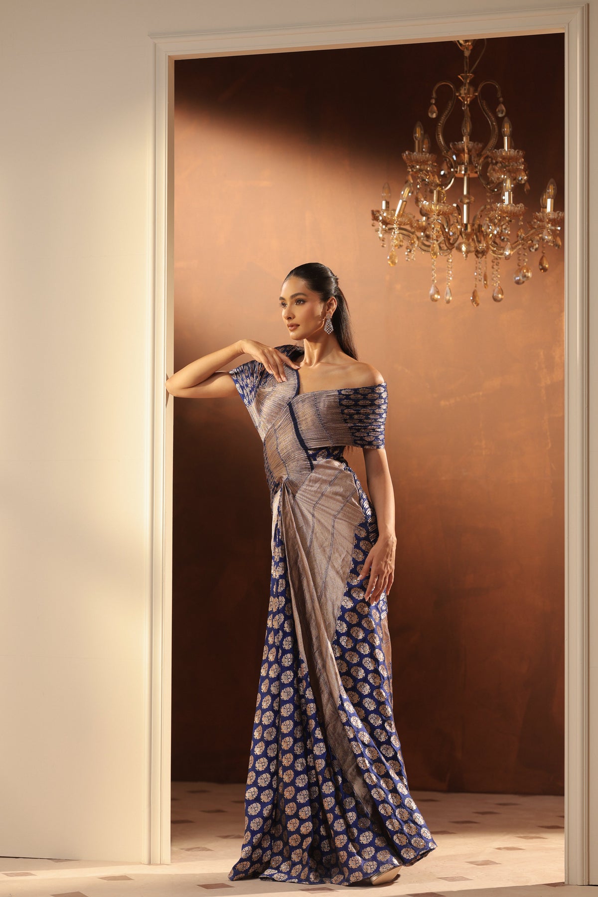 PURPLE ROYAL DRAPEED HERITAGE GOWN