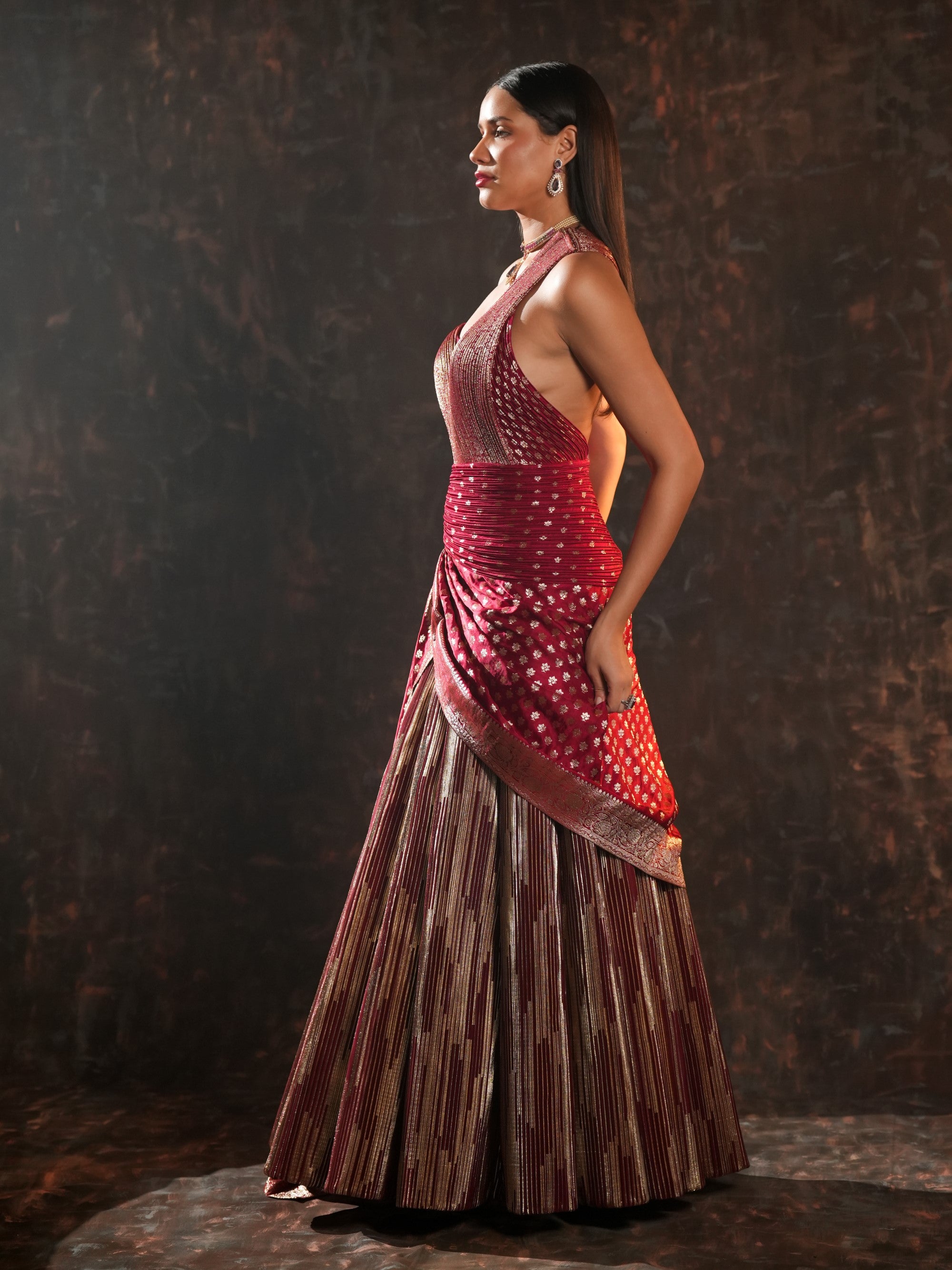 Aurelia zari cascade gown