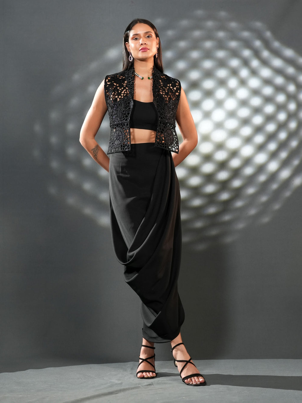 Noir Sculpted Drape Set