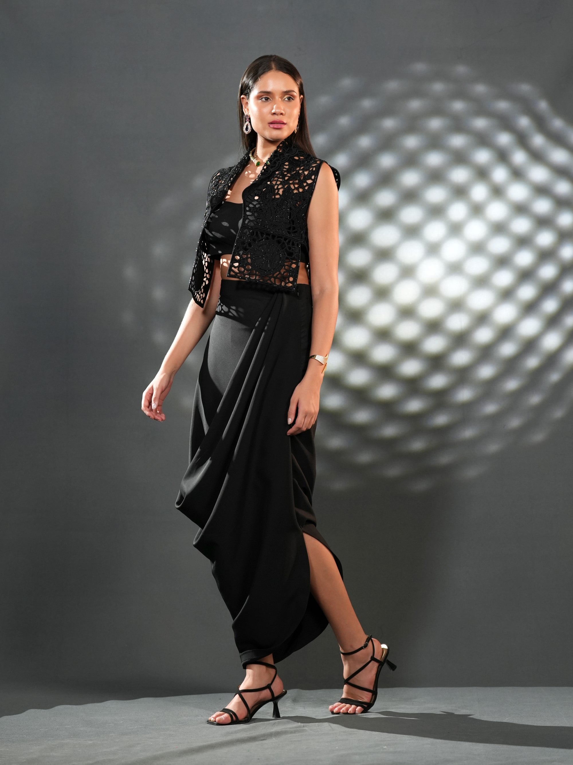 Noir Sculpted Drape Set
