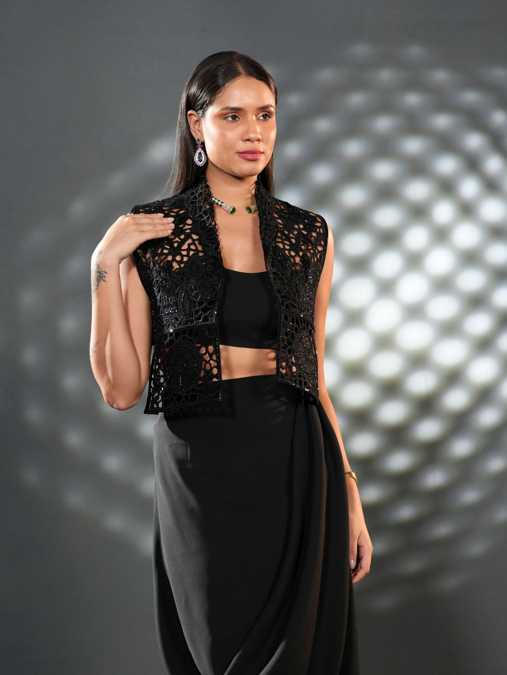 Noir Sculpted Drape Set