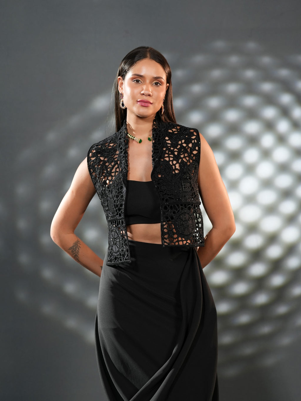 Noir Sculpted Drape Set