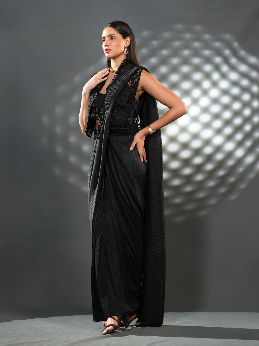 Noir Lace Drape Saree