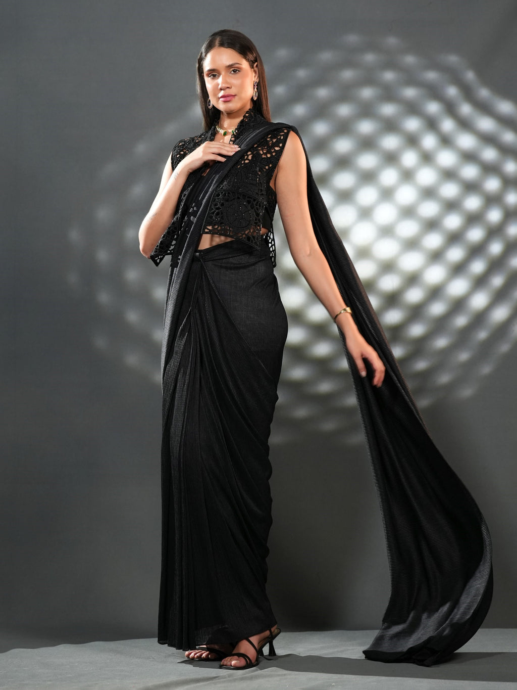 Noir Lace Drape Saree