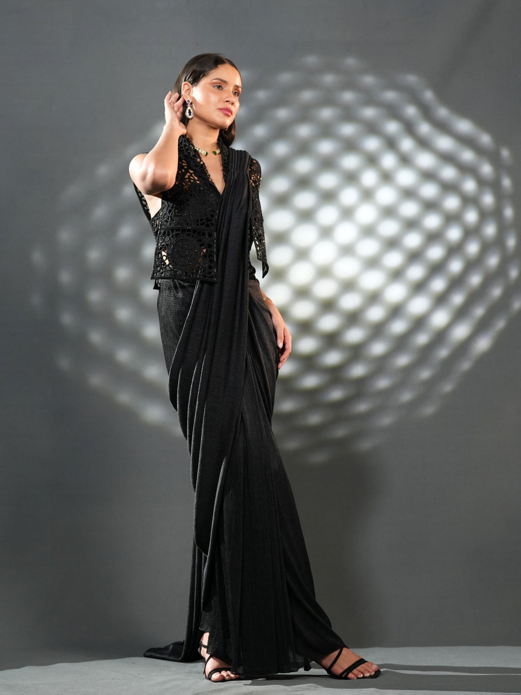 Noir Lace Drape Saree