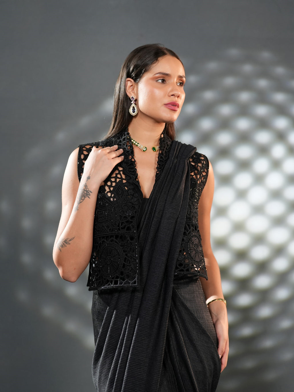 Noir Lace Drape Saree