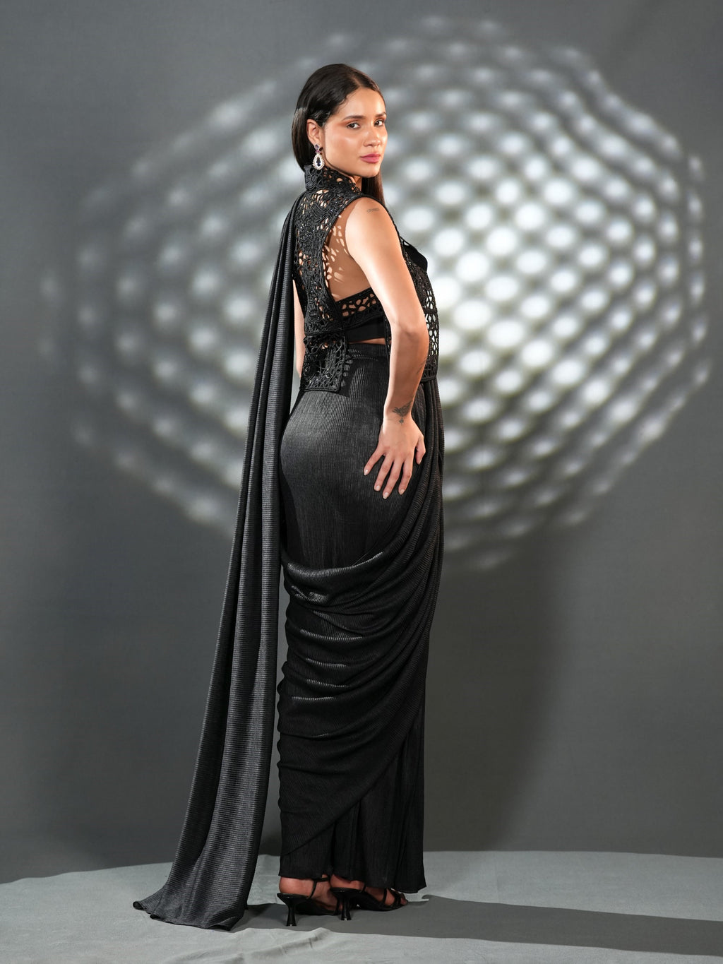 Noir Lace Drape Saree