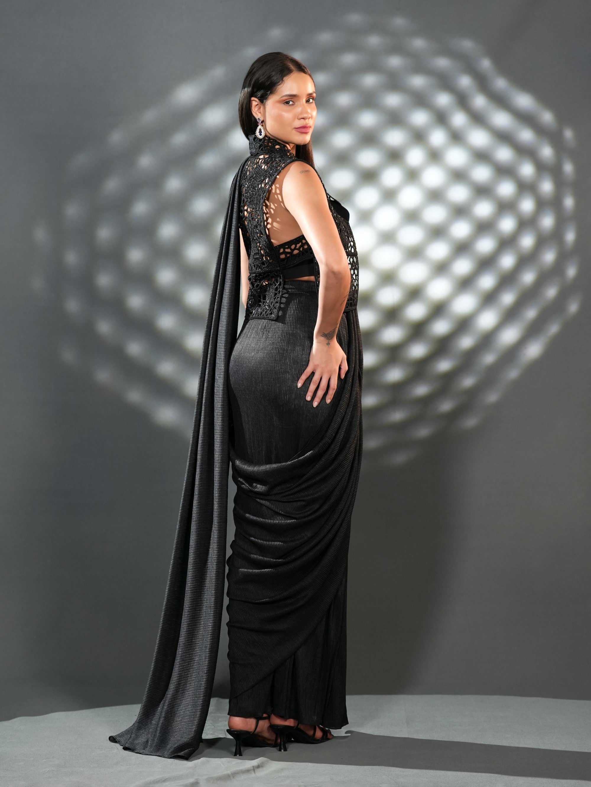 Noir Lace Drape Saree