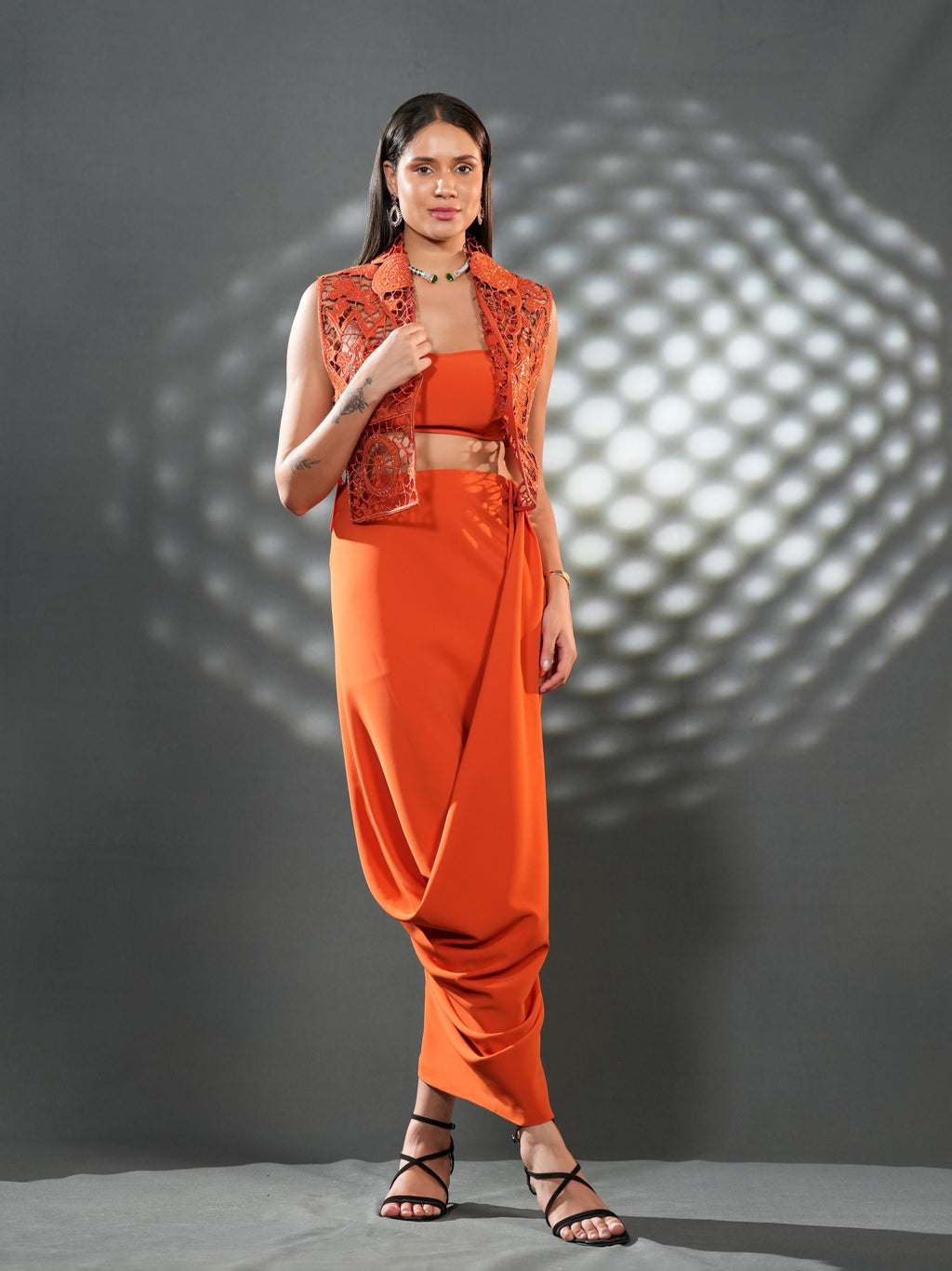 Terracotta Lace Drape Set