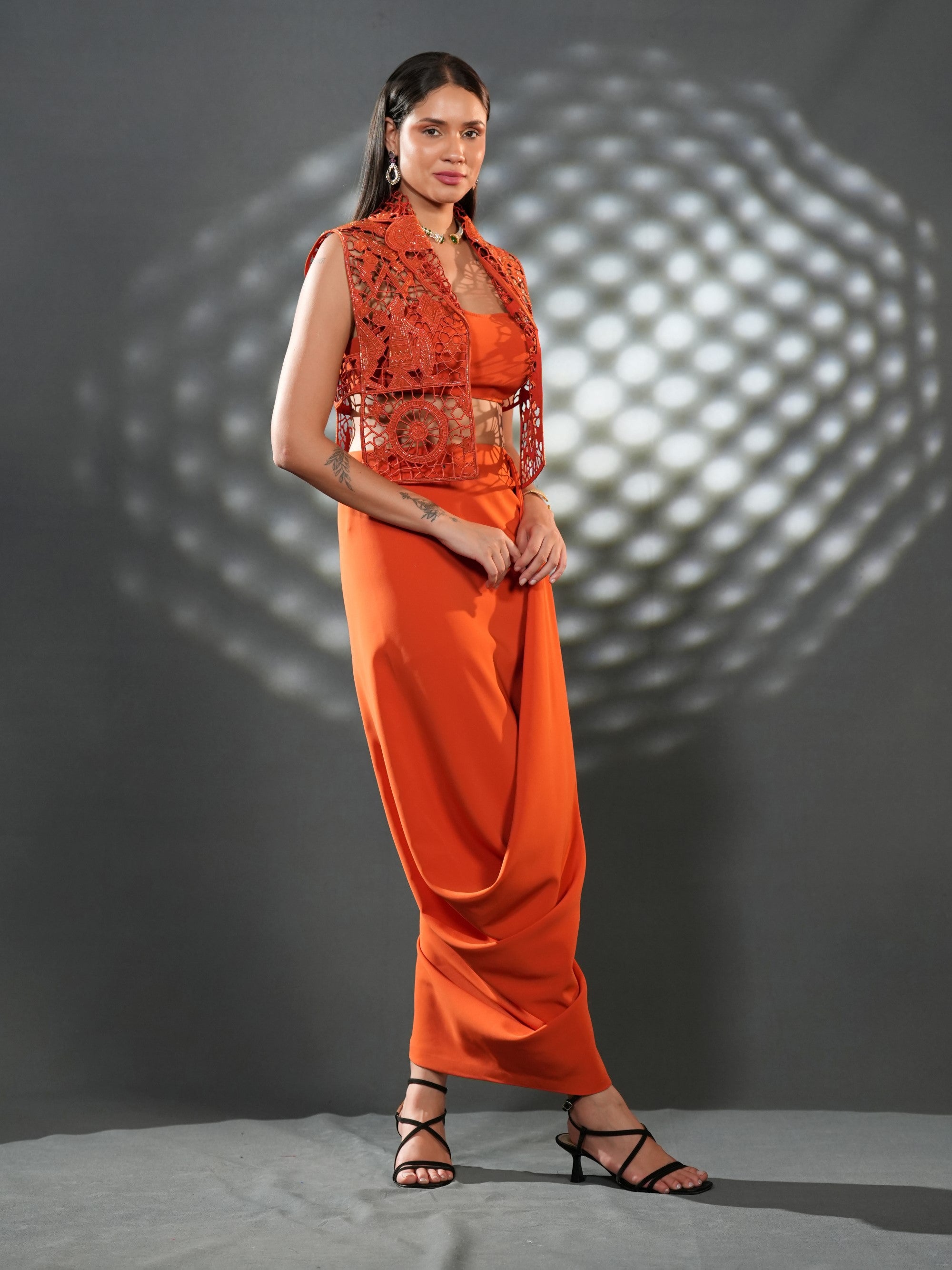 Terracotta Lace Drape Set
