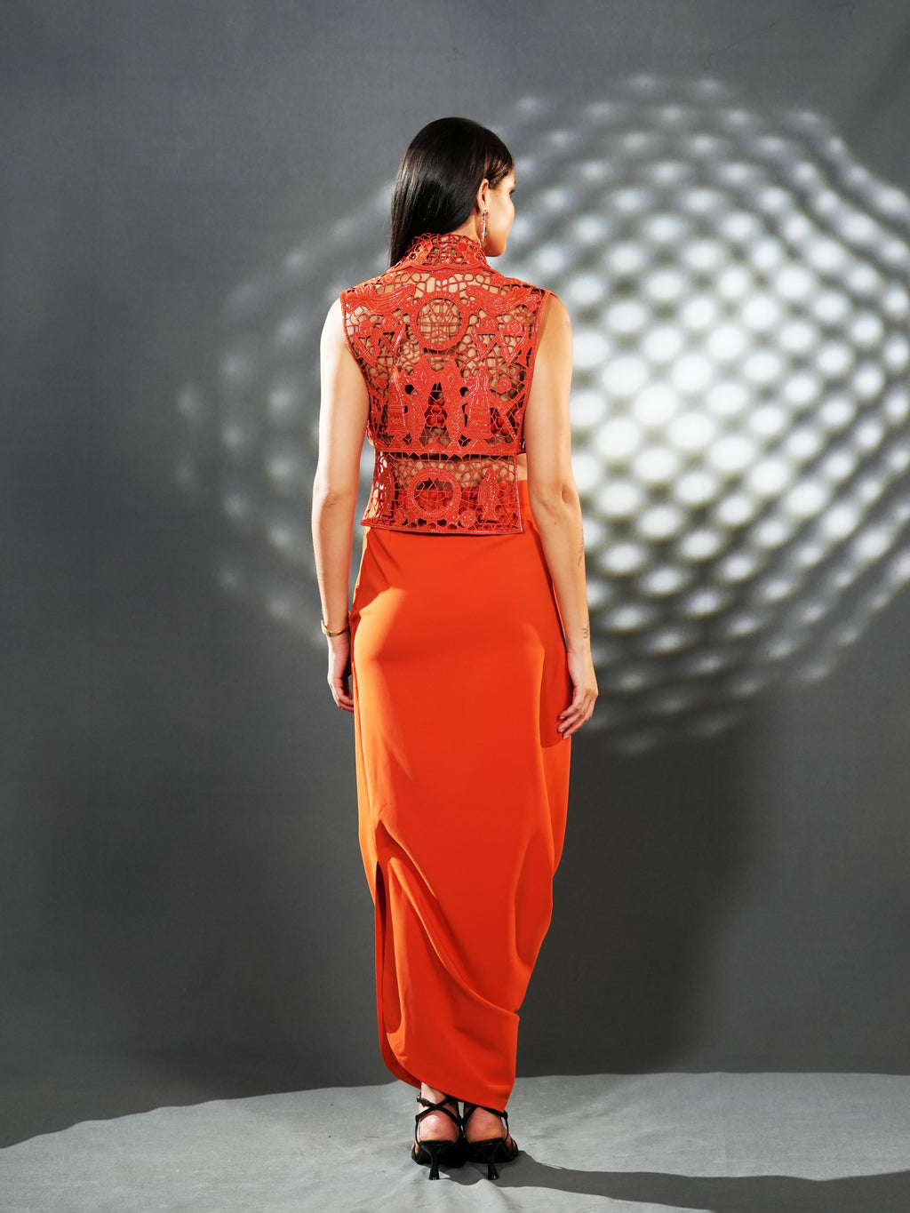 Terracotta Lace Drape Set
