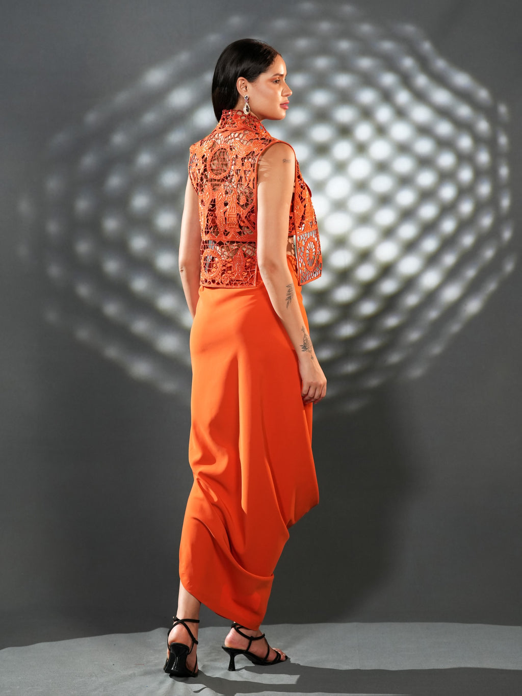 Terracotta Lace Drape Set
