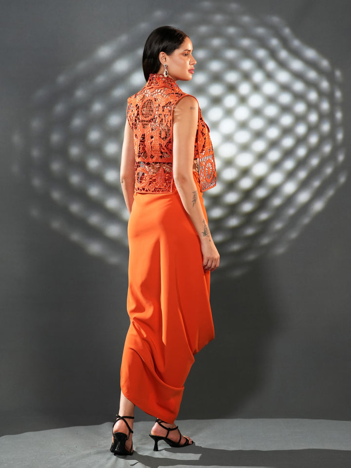 Terracotta Lace Drape Set