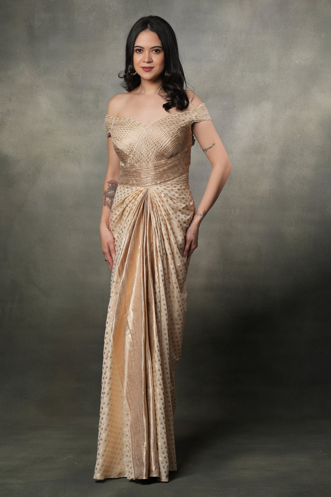 CHAMPAGNE DRAPE HARMONY GOWN