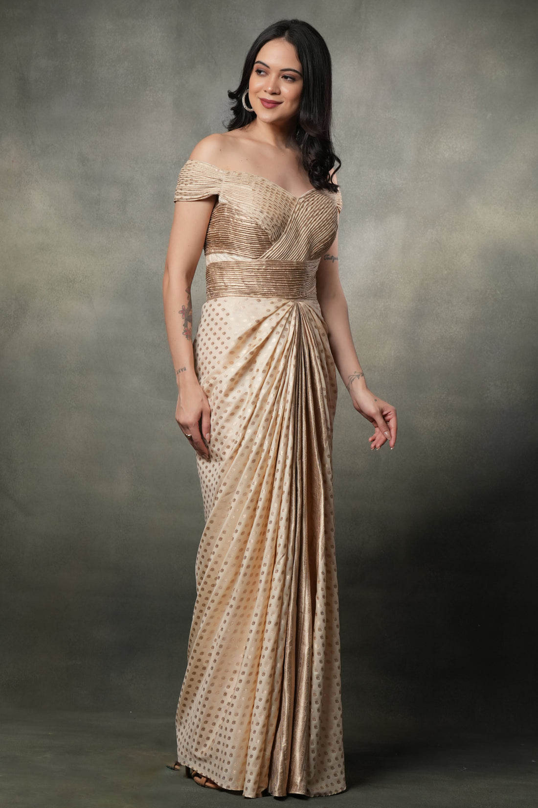 CHAMPAGNE DRAPE HARMONY GOWN