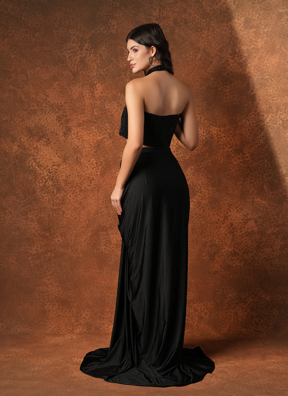 Noir Shallow Slit Drape