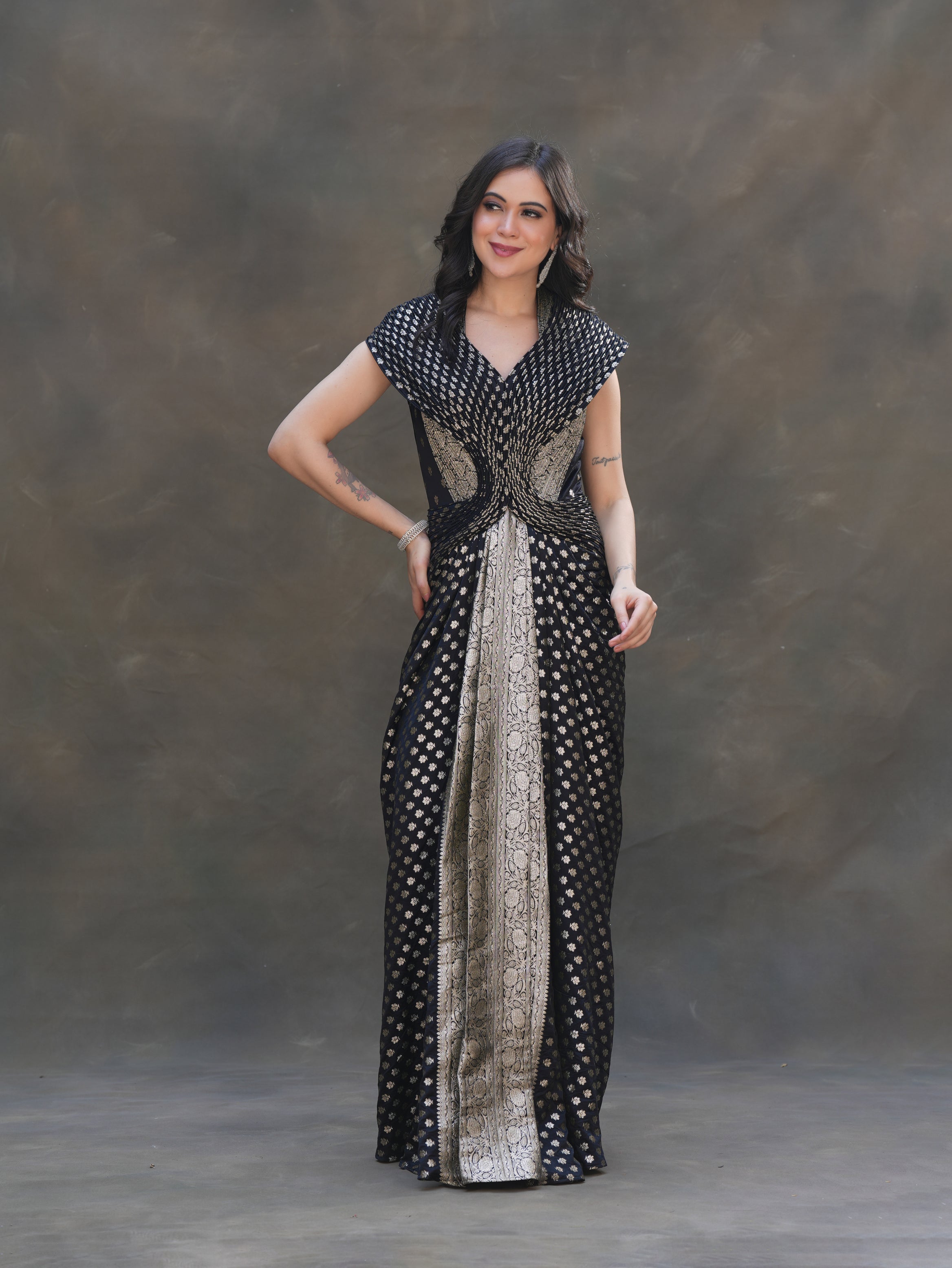 MIDNIGHT ZARI GOWN