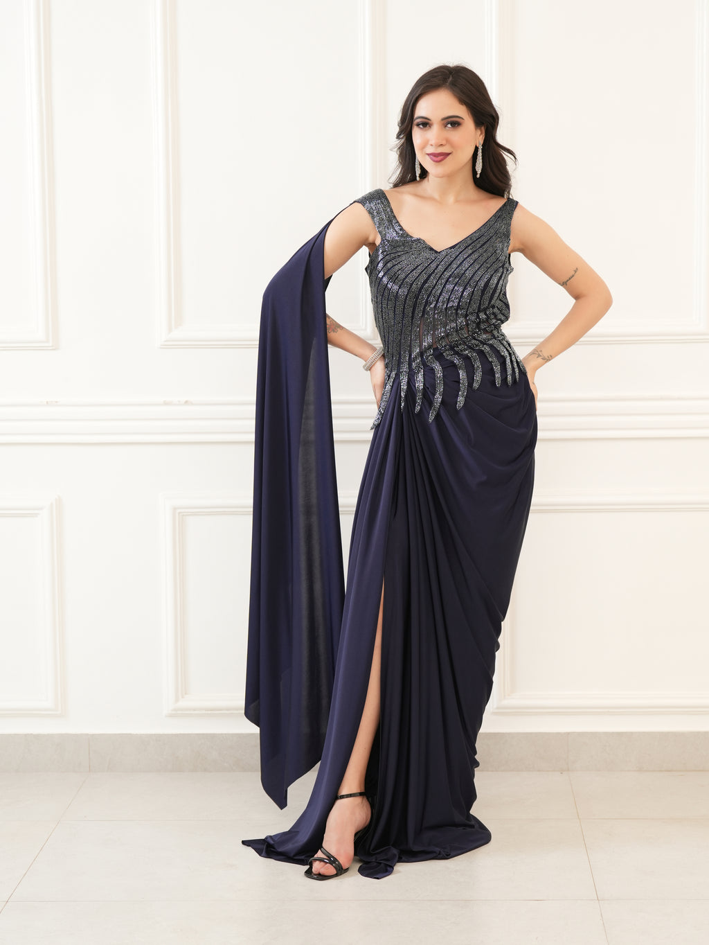 Midnight Cascade Gown