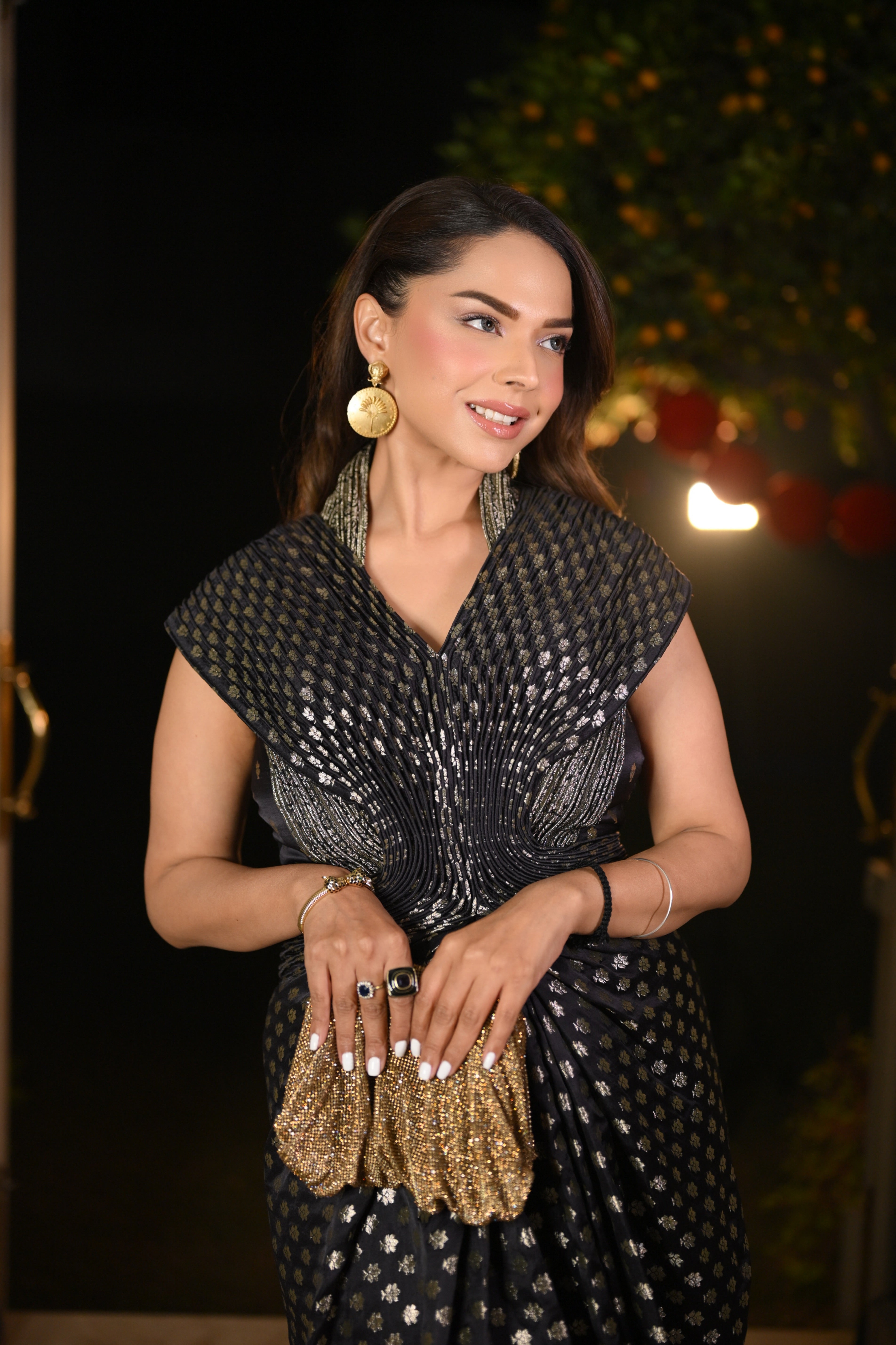 Black Opulence Banaras Drape