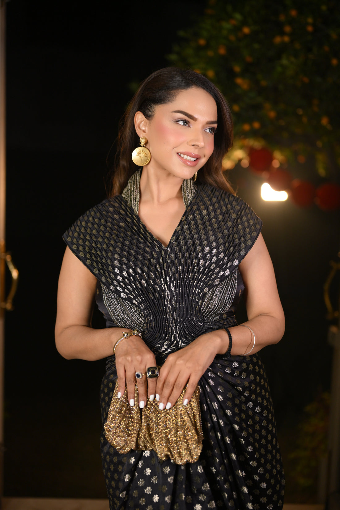 Black Opulence Banaras Drape